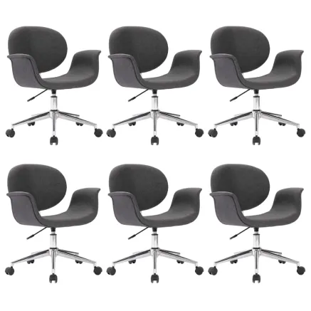 Chaises pivotantes à manger lot de 6 gris tissu 2