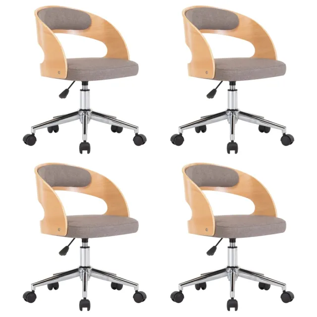Chaises pivotantes à manger lot de 4 taupe bois courbé et tissu
