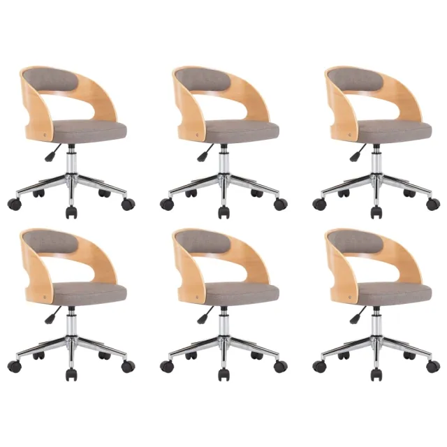 Chaises pivotantes à manger lot de 6 taupe bois courbé et tissu
