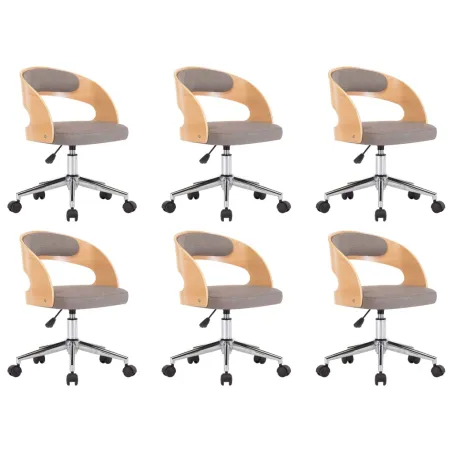 Chaises pivotantes à manger lot de 6 taupe bois courbé et tissu