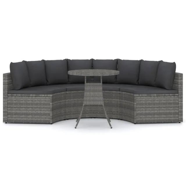 Salon de jardin 5 pcs avec coussins Résine tressée Gris