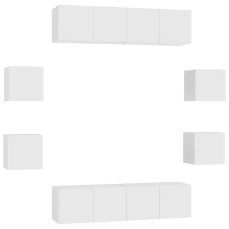 Ensemble de meubles TV 8 pcs Blanc Bois d'ingénierie