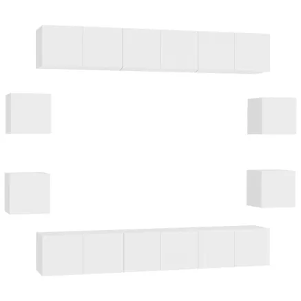 Ensemble de meubles TV 10 pcs Blanc Bois d'ingénierie 2
