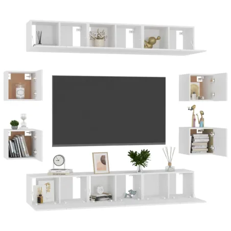 Ensemble de meubles TV 10 pcs Blanc Bois d'ingénierie