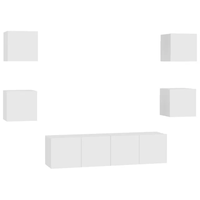 Ensemble de meubles TV 6 pcs Blanc Bois d'ingénierie