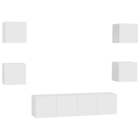 Ensemble de meubles TV 6 pcs Blanc Bois d'ingénierie