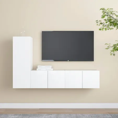 Ensemble de meubles TV 3 pcs Blanc Bois d'ingénierie
