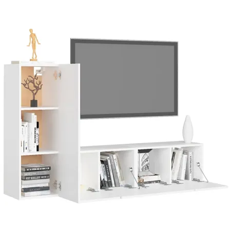 Ensemble de meubles TV 3 pcs Blanc Bois d'ingénierie