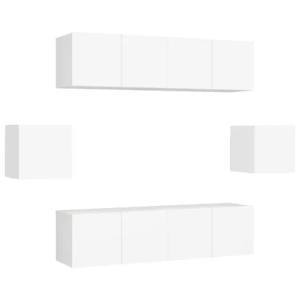Ensemble de meubles TV 6 pcs Blanc Bois d'ingénierie 2