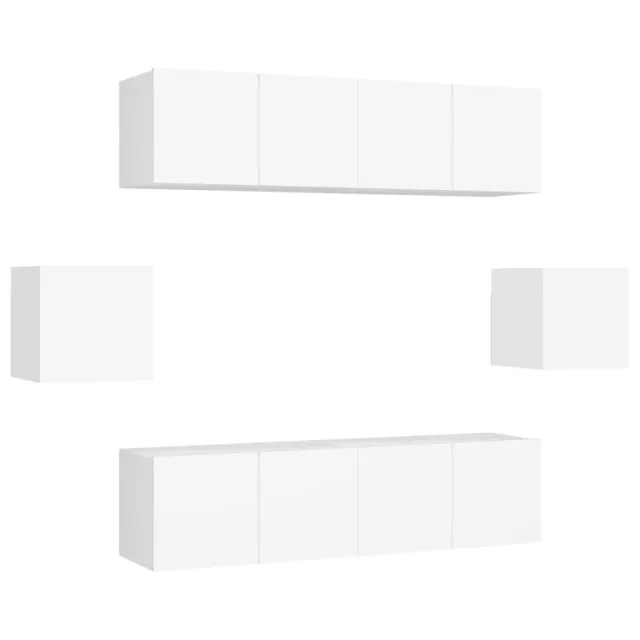 Ensemble de meubles TV 6 pcs Blanc Bois d'ingénierie