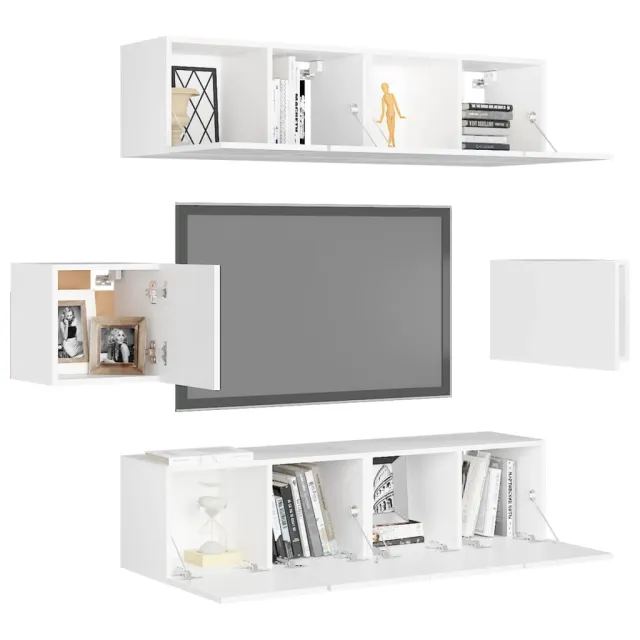 Ensemble de meubles TV 6 pcs Blanc Bois d'ingénierie