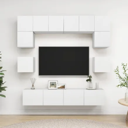 Ensemble de meubles TV 8 pcs Blanc Bois d'ingénierie