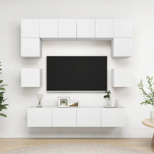 Ensemble de meubles TV 8 pcs Blanc Bois d'ingénierie