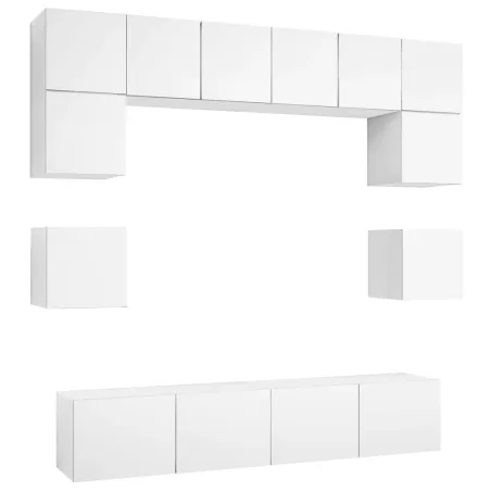 Ensemble de meubles TV 8 pcs Blanc Bois d'ingénierie
