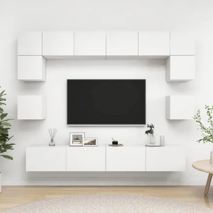 Ensemble de meubles TV 8 pcs Blanc Bois d'ingénierie