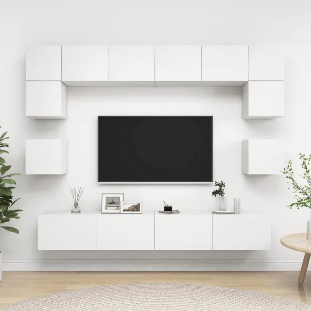 Ensemble de meubles TV 8 pcs Blanc Bois d'ingénierie