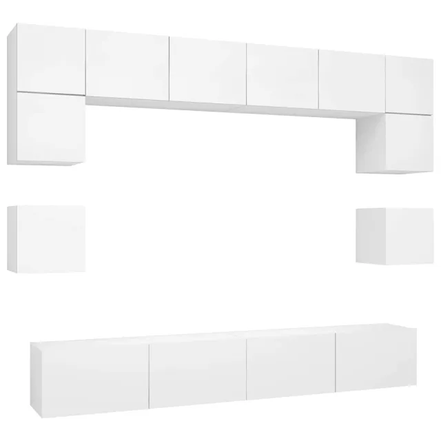 Ensemble de meubles TV 8 pcs Blanc Bois d'ingénierie