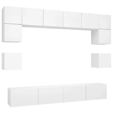 Ensemble de meubles TV 8 pcs Blanc Bois d'ingénierie