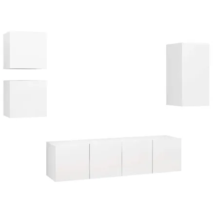 Ensemble de meubles TV 5 pcs Blanc Bois d'ingénierie 2