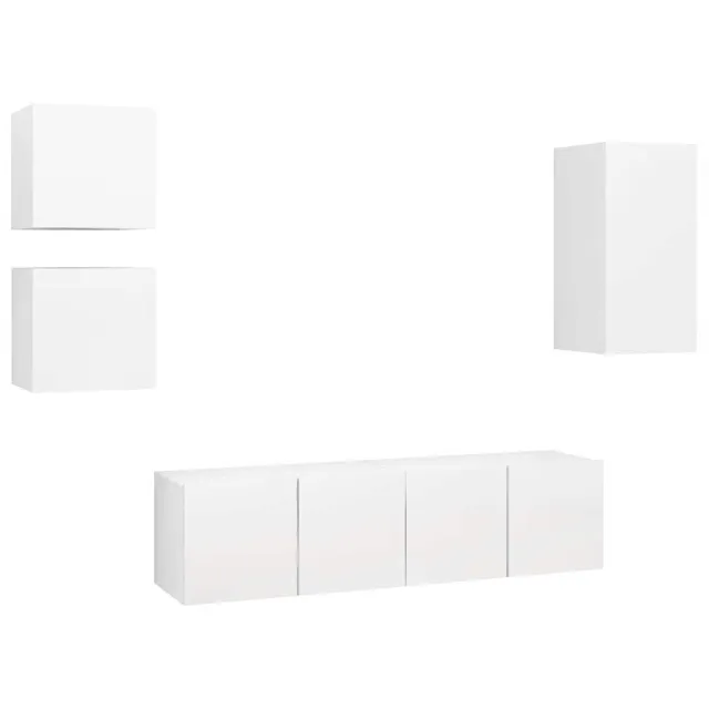 Ensemble de meubles TV 5 pcs Blanc Bois d'ingénierie
