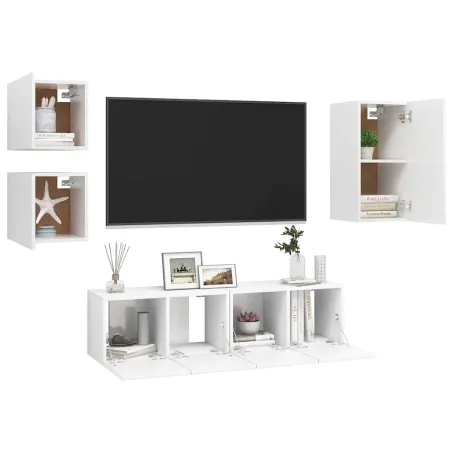 Ensemble de meubles TV 5 pcs Blanc Bois d'ingénierie