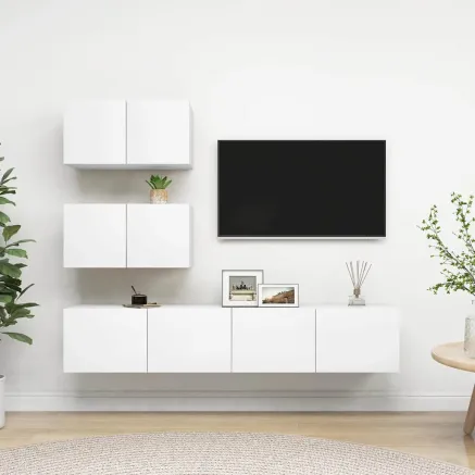 Ensemble de meubles TV 4 pcs Blanc Bois d'ingénierie