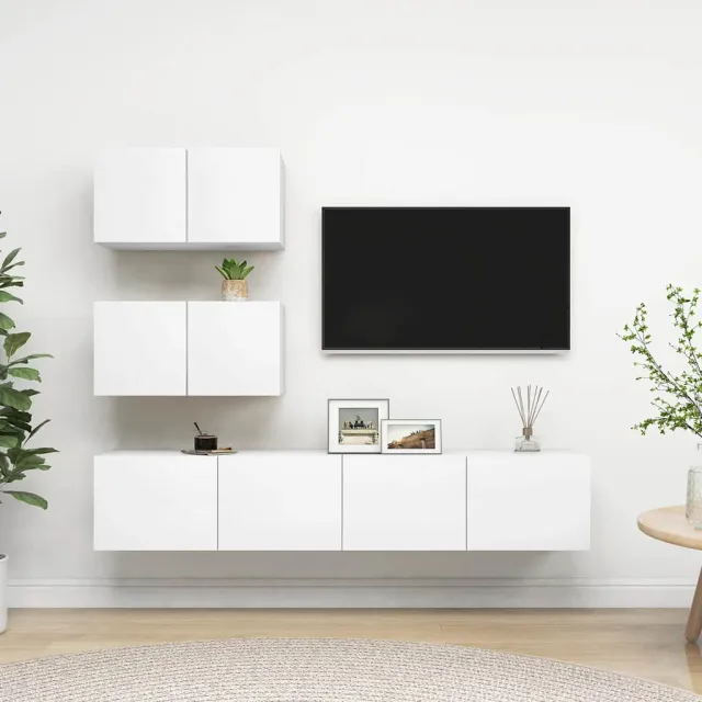 Ensemble de meubles TV 4 pcs Blanc Bois d'ingénierie