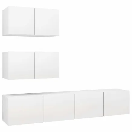 Ensemble de meubles TV 4 pcs Blanc Bois d'ingénierie 2