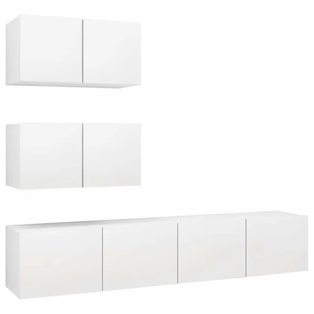 Ensemble de meubles TV 4 pcs Blanc Bois d'ingénierie