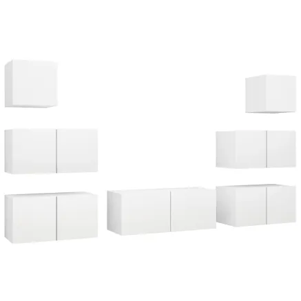 Ensemble de meubles TV 7 pcs Blanc Bois d'ingénierie 2