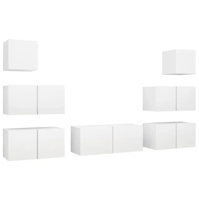 Ensemble de meubles TV 7 pcs Blanc Bois d'ingénierie
