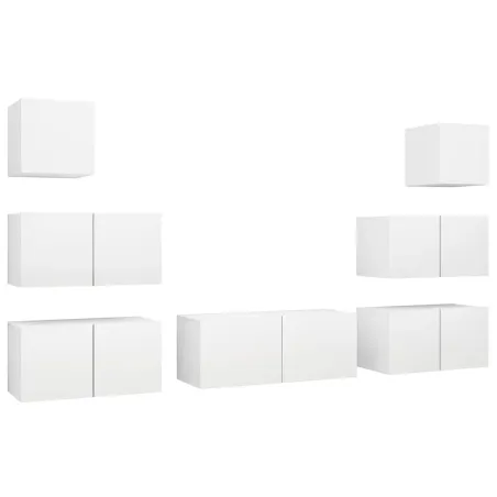 Ensemble de meubles TV 7 pcs Blanc Bois d'ingénierie