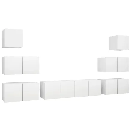 Ensemble de meubles TV 8 pcs Blanc Bois d'ingénierie 2
