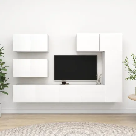 Ensemble de meubles TV 6 pcs Blanc Bois d'ingénierie