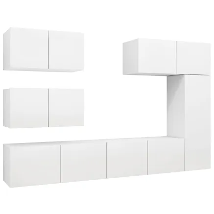 Ensemble de meubles TV 6 pcs Blanc Bois d'ingénierie 2