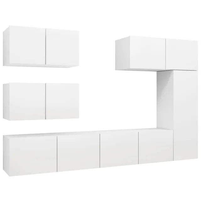 Ensemble de meubles TV 6 pcs Blanc Bois d'ingénierie