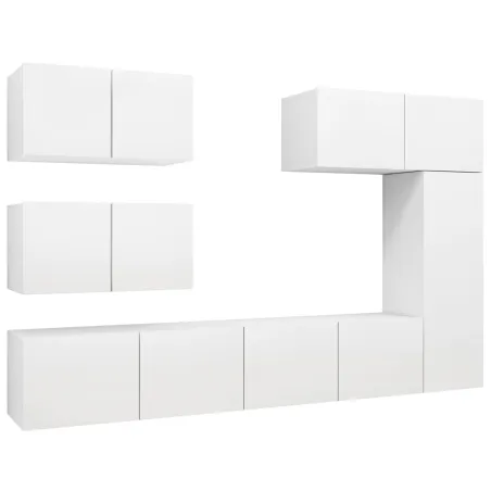 Ensemble de meubles TV 6 pcs Blanc Bois d'ingénierie