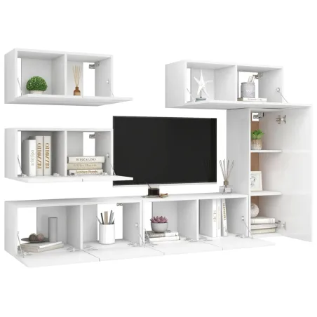 Ensemble de meubles TV 6 pcs Blanc Bois d'ingénierie