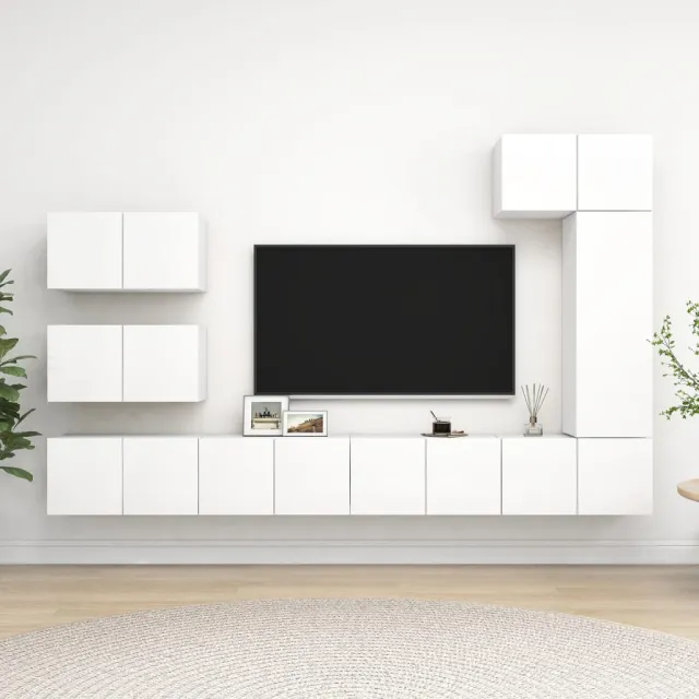Ensemble de meubles TV 8 pcs Blanc Bois d'ingénierie
