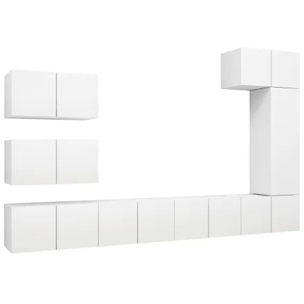 Ensemble de meubles TV 8 pcs Blanc Bois d'ingénierie 2
