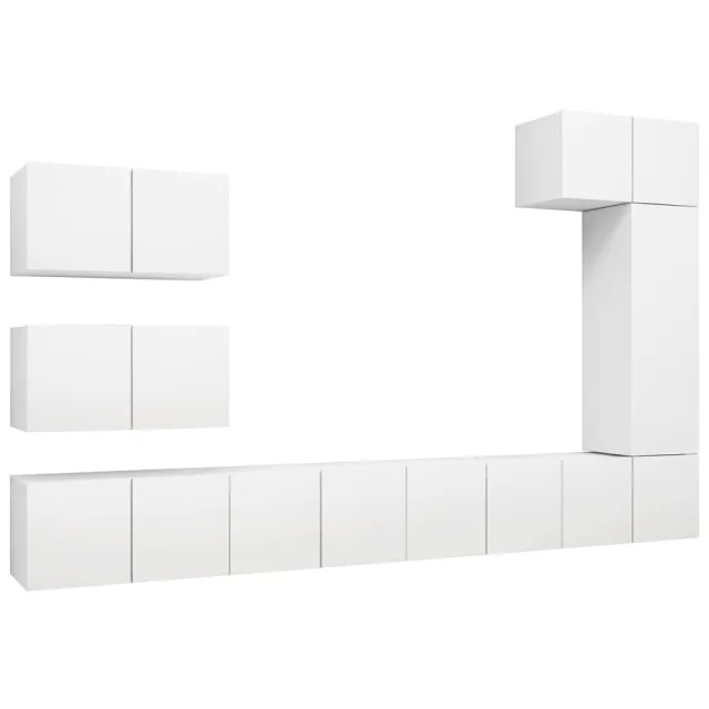Ensemble de meubles TV 8 pcs Blanc Bois d'ingénierie