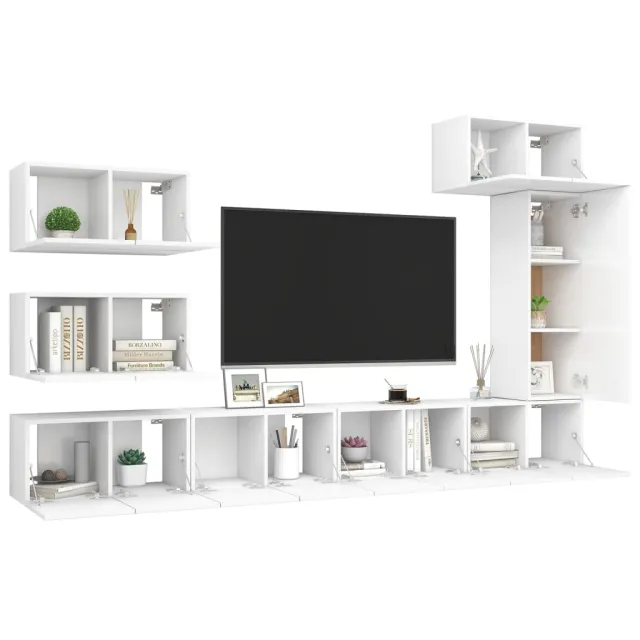 Ensemble de meubles TV 8 pcs Blanc Bois d'ingénierie