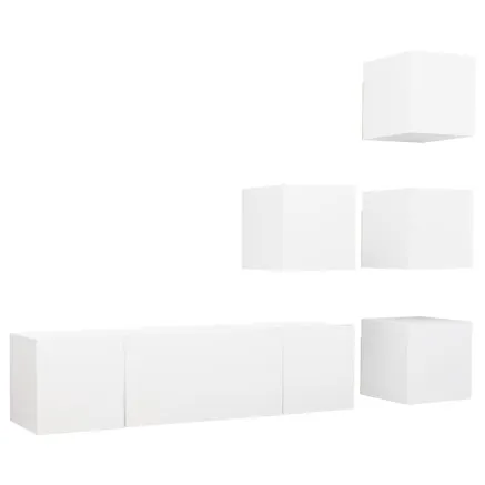 Ensemble de meubles TV 6 pcs Blanc Bois d'ingénierie 2