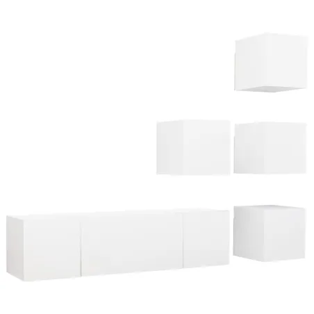 Ensemble de meubles TV 6 pcs Blanc Bois d'ingénierie