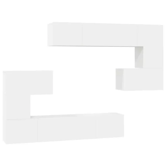 Ensemble de meubles TV 8 pcs Blanc Bois d'ingénierie