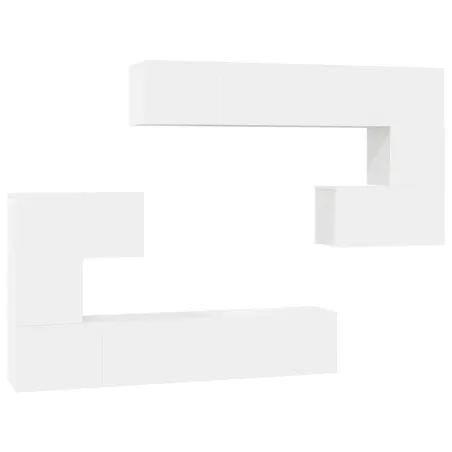 Ensemble de meubles TV 8 pcs Blanc Bois d'ingénierie