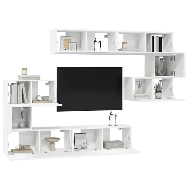 Ensemble de meubles TV 8 pcs Blanc Bois d'ingénierie