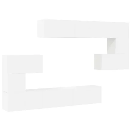 Ensemble de meubles TV 10 pcs Blanc Bois d'ingénierie 2