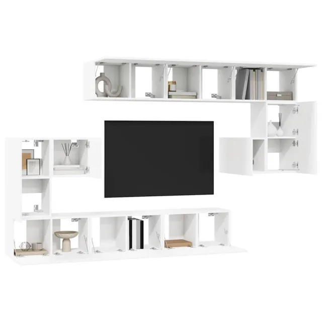 Ensemble de meubles TV 10 pcs Blanc Bois d'ingénierie