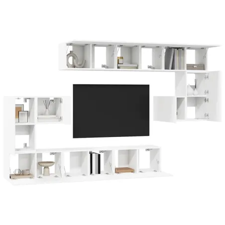 Ensemble de meubles TV 10 pcs Blanc Bois d'ingénierie